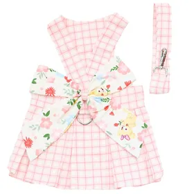 Comparer les prix de Ensemble harnais et laisse pour chien petite et moyenne taille motif écossais (rose)