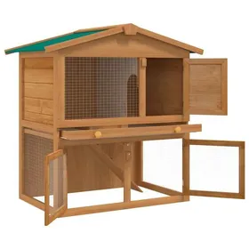 Comparer les prix de [16230]Clapier dextérieur - Meuble de cages/Clapier à lapins - Enclos pour petits animaux 3 portes BoisPoids:17.4 Kg