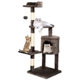 Comparer les prix de JAJALUYA Arbre Chat Marron - Grands Modèles en Bois Dur 60 x 40 x 112cm - Plateformes pour Jeux et Dodo Équipé Balles de Jeux