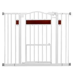 Comparer les prix de COSTWAY Barriere de Securite pour Animaux 74-104 cm 2 Extensions Fermeture Auto Double Verrouillage 2 Modes de Montage Blanc