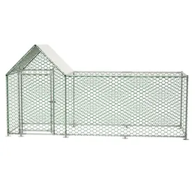 Comparer les prix de Poulailler Enclos Extérieur 326x107.2x151.5cm Métal Serrure Sécurité + Toile Pe Imperméable - Poules&lapins&petits Animaux
