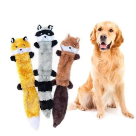 Meilleurs prix pour Peluche couinante pour chien Skinny Peltz sans rembourrage motif renard raton laveur et écureuil - Grand