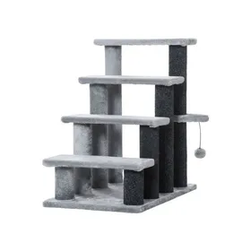 Comparer les prix de Arbre à Chat avec Coussin-balle de jeu Peluche-4 marches pour chats et chiens 40*60*64cm-Gris