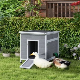Comparer les prix de Canard avec porte latérale et aérations poulailler en bois de sapin oie/poulailler avec toit en asphalte étanche gris clair