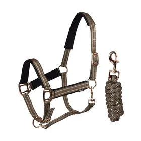 Comparer les prix de Ensemble licol et longe pour cheval Horka Deluxe - Marron - Poney