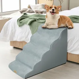Comparer les prix de PingoPaw Escalier pour Animaux à 5 Marches Antidérapants - en Éponge - Charge 27 KG 19 x 85 x 56 cm Pour Chein et Chat