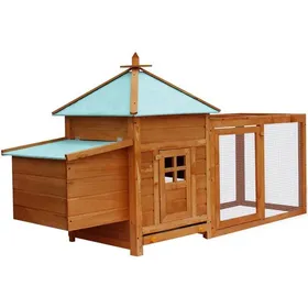 Meilleurs prix pour Poulailler dextérieur - VIDAXL - 190x72x102 cm - Bois massif - Marron - Nichoir intégré - Treillis métallique