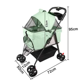 Meilleurs prix pour Poussette pour chien chat Pliable VIVOLILVPoussette Buggy Chien avec Rangement porte-gobeletsRoulettesImperméableVert menthe