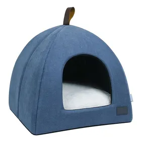 Comparer les prix de Lit de chat pliable - ULISEM - Taille L - Bleu - Tente intérieure - Fond anti-dérapant - Tapis lavable - Design pliable