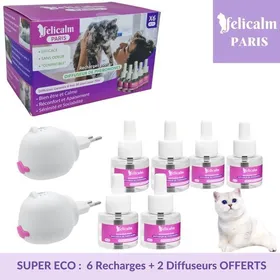 Comparer les prix de Kit Diffuseur + 7 Recharges Phéromone Chat – Anti-Stress Naturel