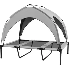 Meilleurs prix pour Panier extérieur pour chien résistant aux intempéries cadre surélevé 106 x 76 x 94 cm gris clair