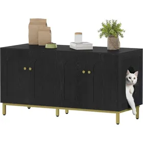 Meilleurs prix pour Meuble de Litière Caché Banc de Rangement - 119cm pour 2 Chats adapté à la plupart des bacs à litière - Réf. CB82304A