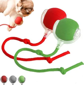 Comparer les prix de Lot de 2 jouets interactifs pour chat, balles roulantes rayées rechargeables USB, jouets tournants automatiques - Rouge & Vert
