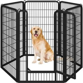 Meilleurs prix pour Yaheetech Parc pour Chien Métallique en 6 Panneaux Enclos pour Chien avec Porte Parc pour Animaux de Compagnie Noir