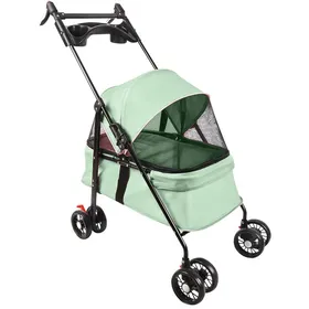 Comparer les prix de JEOBEST Poussette pour Animaux 31 × 67 × 95 cm Poussette pour Chien Chat Pliable Pliage en un Clic Jusquà 15 kg Vert