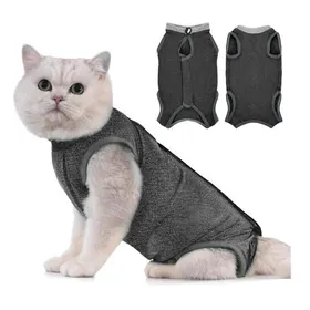 Meilleurs prix pour Body Chat Post Opératoire Stérilisation Combinaison de Récupération Chat Anti Léchage Cat Recovery Suit après Chirurgie-Gris(M)