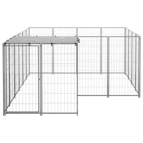 Comparer les prix de Chenil 605 m² - vidaXL - pe acier enduit de poudre - argenté et gris argenté - 330 x 220 x 110 cm - résistante aux UV unv99x182