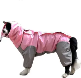 Meilleurs prix pour Manteau imperméable pour chien avec capuche amovible veste réglable pour chien avec cordon de serrage pour lextérieur rose 30