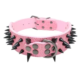 Comparer les prix de Collier pour chien en cuir matelassé luxueux à pointes pointues et cloutées pour chiens de taille moyenne et grande – Collier