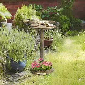 Meilleurs prix pour Bain doiseaux Abreuvoir mangeoire pour Oiseaux jardinière 2 en 1 dim. Ø 50 x 72H cm polypropylène Bronze Antique