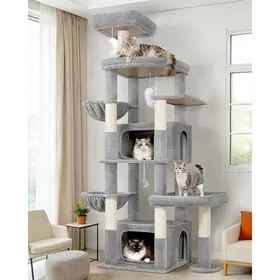 Comparer les prix de Arbre à chat - HOLISANE - 192 cm - 2 niches 50x30x30 - 2 plateformes rembourrées - Anti-basculement