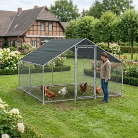 Meilleurs prix pour Enclos Extérieur Wels Volière Acier Galvanisé 3 x 3 x 2 m Argent Vert Foncé