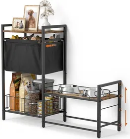 Comparer les prix de Gamelle Pour Chien Support Gamelle Chien Surelevee,Gamelle Pour Chien Surélevée Avec Panier Poubelle Jouets Pour Chien Gamelle Eau