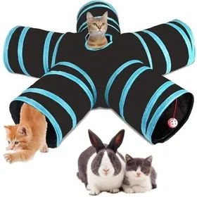 Comparer les prix de Tunnel pour Chat - Jouet Pour Chat - 5 Canaux pliables - Bleu