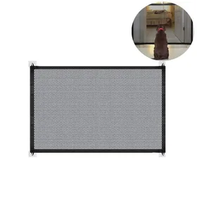 Comparer les prix de Barrière pliable pour chien- Noir - 1.1m x 72cm - Nylon maillé - Intérieur Étiquette