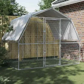 Meilleurs prix pour vidaXL Cage pour Chiens avec Toit et Porte, Parc à Chiens, Enclos pour Animaux, Chenil de Terrasse Extérieur, Argenté Acier 3294908
