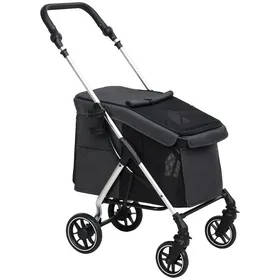Comparer les prix de WEIGULO Poussette pour chien légère et pliable en aluminium adaptée aux chiens et chats pesant jusquà 10 kg grise