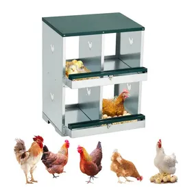 Comparer les prix de Pondoir Poules Pondeuses 4 Compartiments Poulailler Durable Œufs Protégés et Nettoyage Facile Double Couche Vert