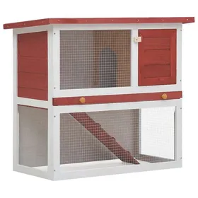 Comparer les prix de Clapier dextérieur en bois - vidaXL - 1 porte - Rouge - 90x45x80 cm - Toit étanche vert - Rampe antidérapante