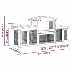 Meilleurs prix pour Solde 2026Poulailler pratique/parc à lapins Gris - Clapier large dextérieur Gris et blanc 201x45x85cm Bois 19.75 Kg 75941131
