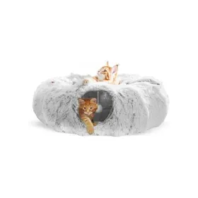 Comparer les prix de Tunnel pour chat rond avec coussin – 90 cm de long – Matériau doux et pelucheux – Pour chats et petits animaux jusquà 10 kg
