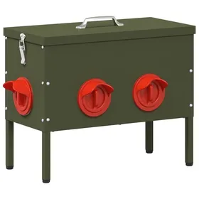Meilleurs prix pour Mangeoire pour poules en métal - vidaXL - Vert Olive - 41.5x20.5x33 cm - Capacité 15 kg - Acier laminé à froid