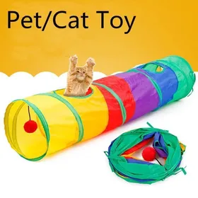 Meilleurs prix pour Le chat de Tunnel danimal familier a imprimé le jouet de tunnel de chaton crépu vert avec la boule Jouez le jouet Vert YYV