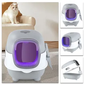 Comparer les prix de KEDIA Bac à Litière AutonettoyanteDésinfection UVBac Litiere pour Chat avec PelleCaisse Chat Litiere Portable(40x39x56) gris