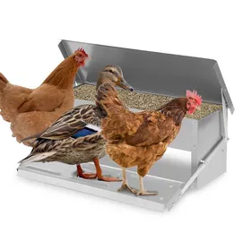 Comparer les prix de Eulenke Mangeoire à pédale pour poules 5kg acier galvanisé Antirouille Mangeoire automatique MANGEOIRE