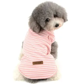 Comparer les prix de Gilet à rayures roses pour chien vêtement à manches courtes pour animal de compagnie printemps-été
