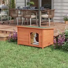 Meilleurs prix pour Niche pour chien niche en bois niche XXL 100 cm x 655 cm x 68 cm orange