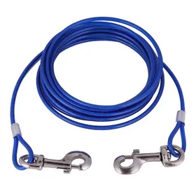 Meilleurs prix pour Laisse pour chien en fil dacier long corde de sécurité solide pour camping pique-nique animaux de compagnie 5 mm x 5 m (bleu)