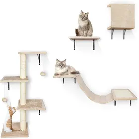 Comparer les prix de Mur D'Escalade Pour Chat, Arbre A Chats Mural, Griffoir Avec Balle Jouet, Hamac Pour Chats À Util R À L'Intérieur Pour Les Cha
