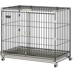 Comparer les prix de LIA Cage pour Chien Pliable Plateau Amovible Roues avec Freins Toit Ouvrant Porte de Nourrissage 755x46x645cm Noir