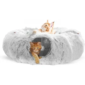 Comparer les prix de Tunnel Chat, Tunnel pour Chat Rond avec Coussin Lit, Tunnel Chat pour Interieur, Panier Chat