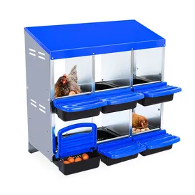 Meilleurs prix pour Pondoir Poules Pondeuses 6 Compartiments Poulailler en Acier Galvanisé Anti-rouille Pondoir Bleu