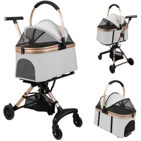 Comparer les prix de Noir Poussette pliable pour Chien Chat avec Sac de transport amovible 56x33x92cm Chariot pour animaux avec panier et porte-gobelet