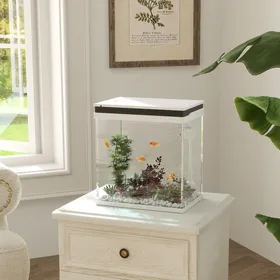 Comparer les prix de Petit aquarium complet 14L aquarium en verre avec système de filtration éclairage LED pompe à eau 30 x 20 x 33 cm blanc
