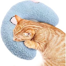 Comparer les prix de Coussin en forme de U pour chat moelleux et doux jouet apaisant avec herbe à chat idéal pour dormir ou jouer (bleu) .