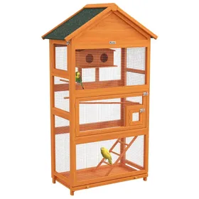 Comparer les prix de Grande Volière pour Oiseaux en Bois et Métal avec 3 Portes et Tiroir Amovible Cage Extérieur Jardin 92x52x171 cm